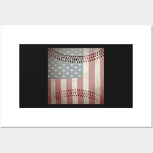 Baseball American USA Flag Vintage Design Baseball Posters and Art